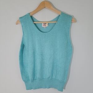 FIA ITALIA Baby Blue Y2K Knit Tank Top Women's Size M Scoop-neck